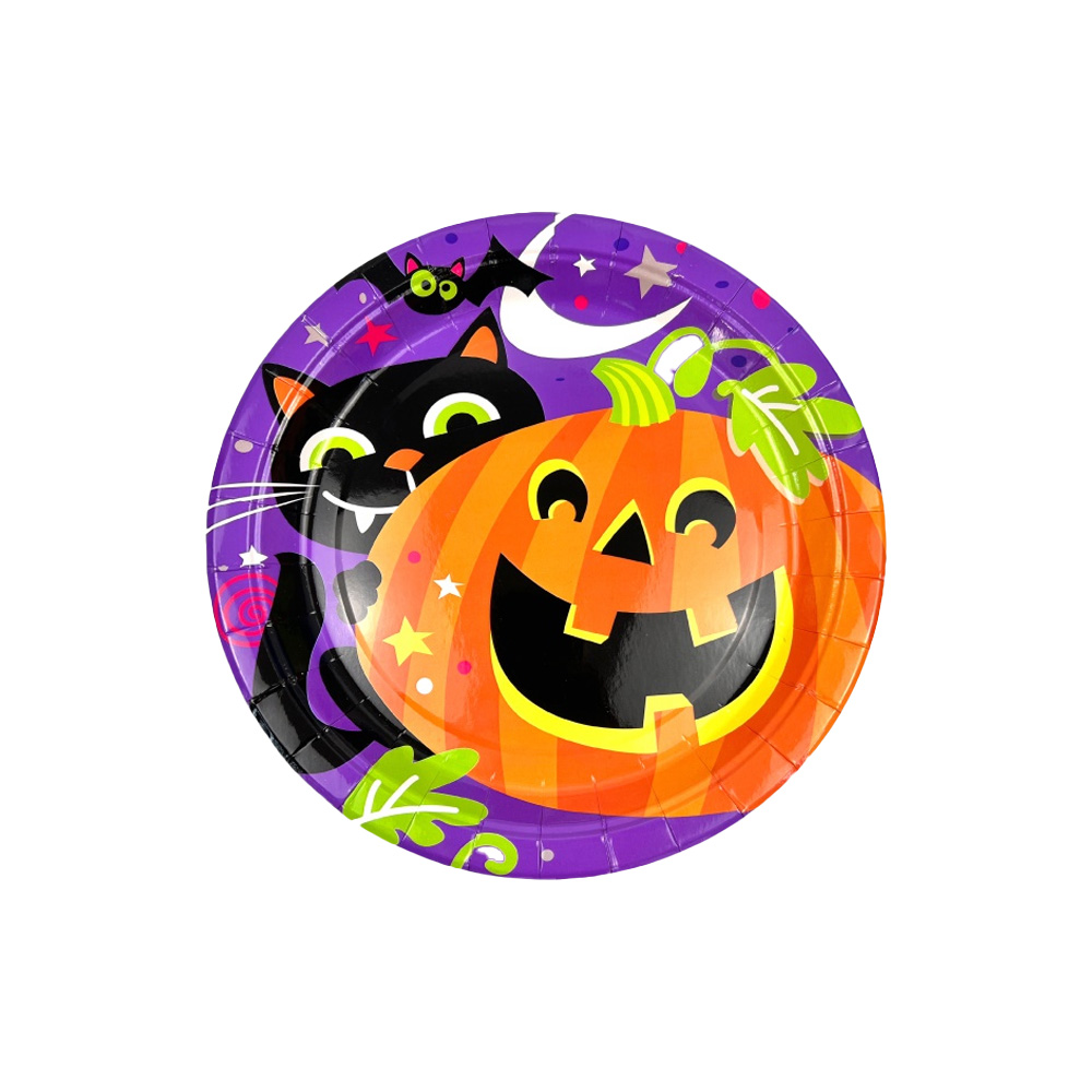 PLUSHOME Platos Cartón Halloween Esotérico - Plato Postre Llano Desechable - Decoración Mesa Halloween Temática Esotérica - Vajilla Decoración Halloween Esotérica
