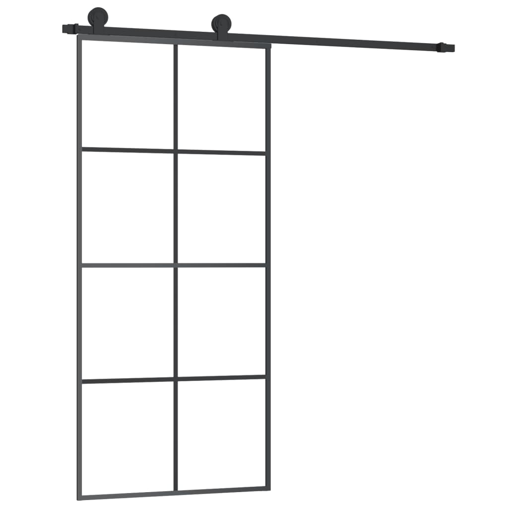 vidaXL Puerta corredera con set herrajes vidrio ESG aluminio 90x205 cm