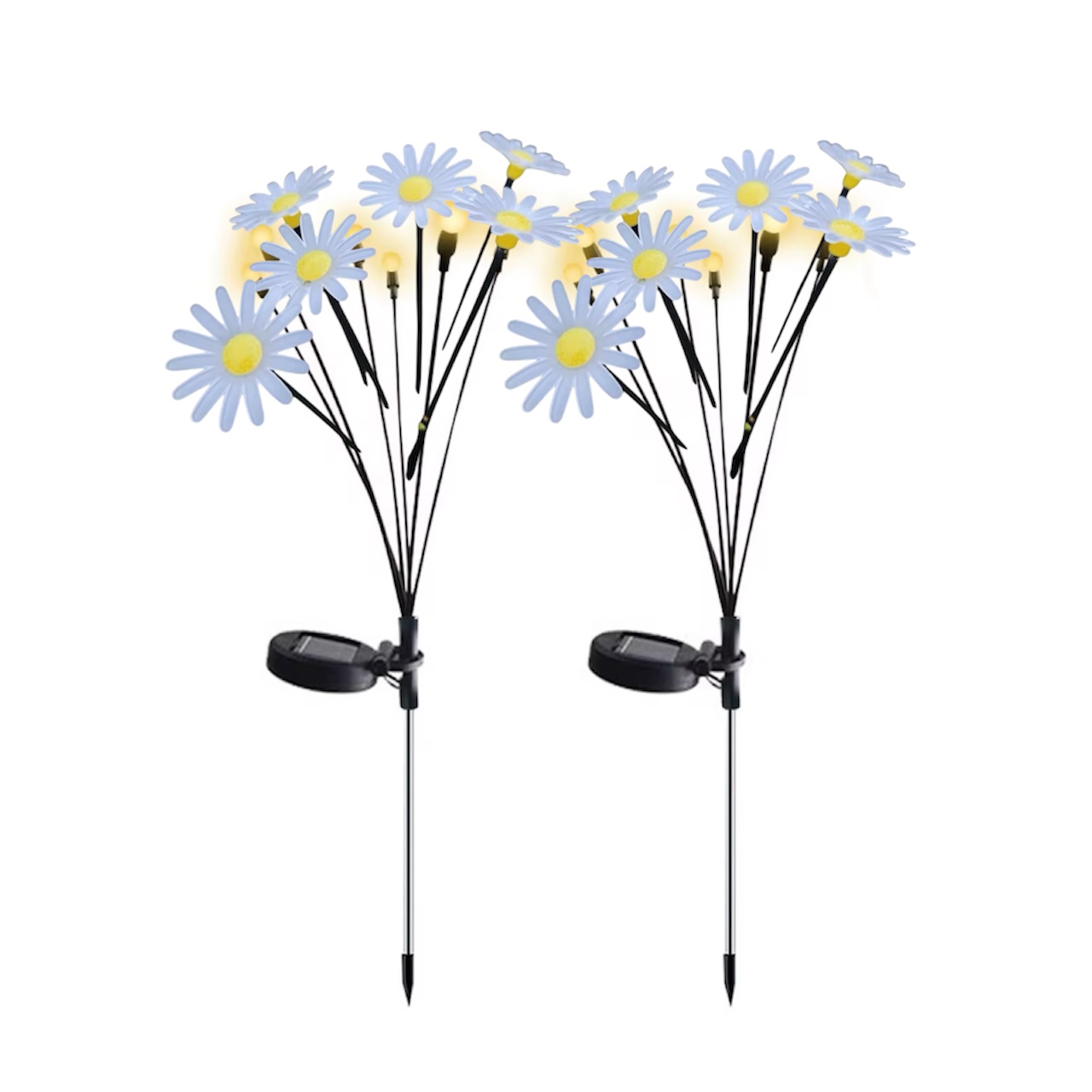 Luz solar nocturna ,6 LED de exterior, para jardín ,patio ,terraza, balcón ,lámparas solares decorativas con autocarga ,Iluminación solar, Luz cálida   Pack de 2 piezas