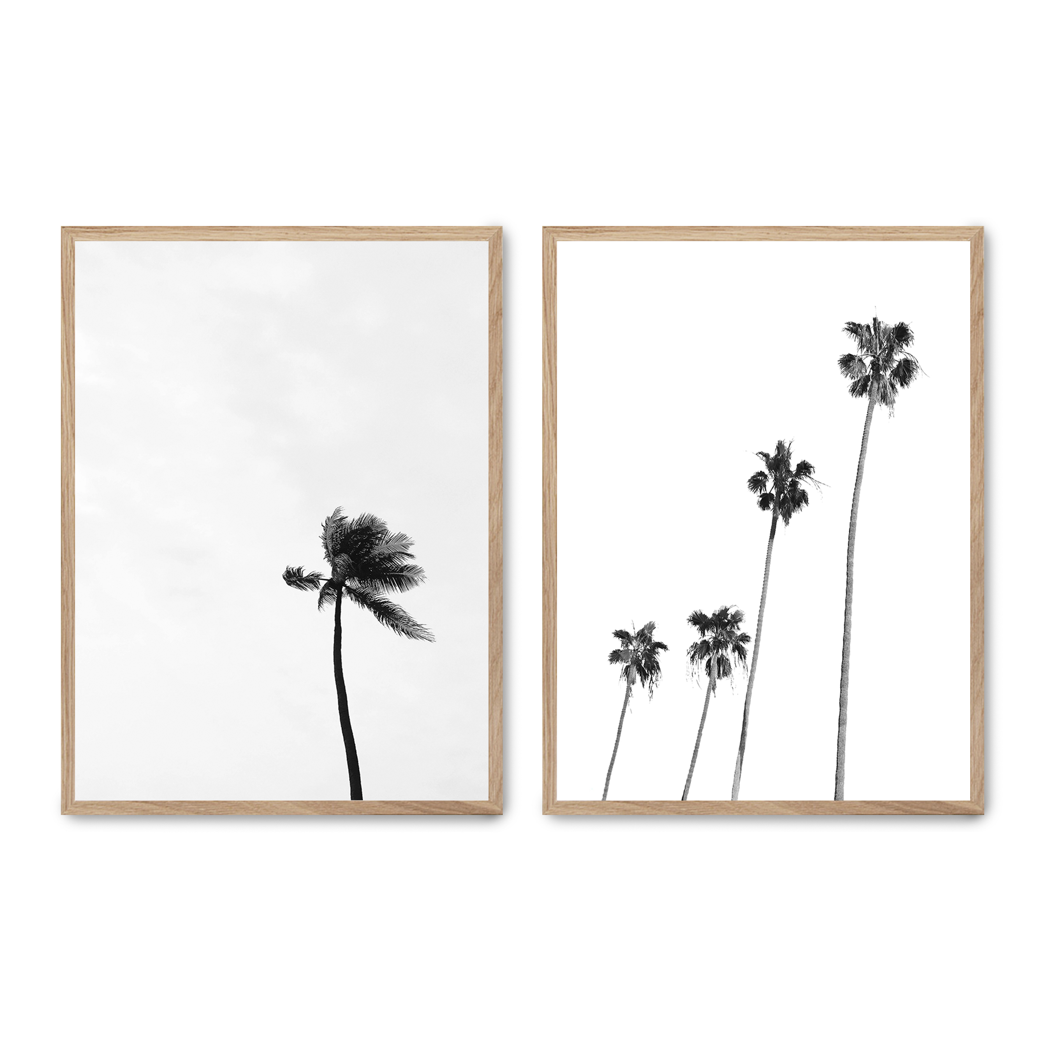 Set compuesto por dos cuadros con marco roble 30x40cm, Póster impreso en papel de calidad premium de 180gr, montado en marco de madera MDF con acabado en color roble, SETS