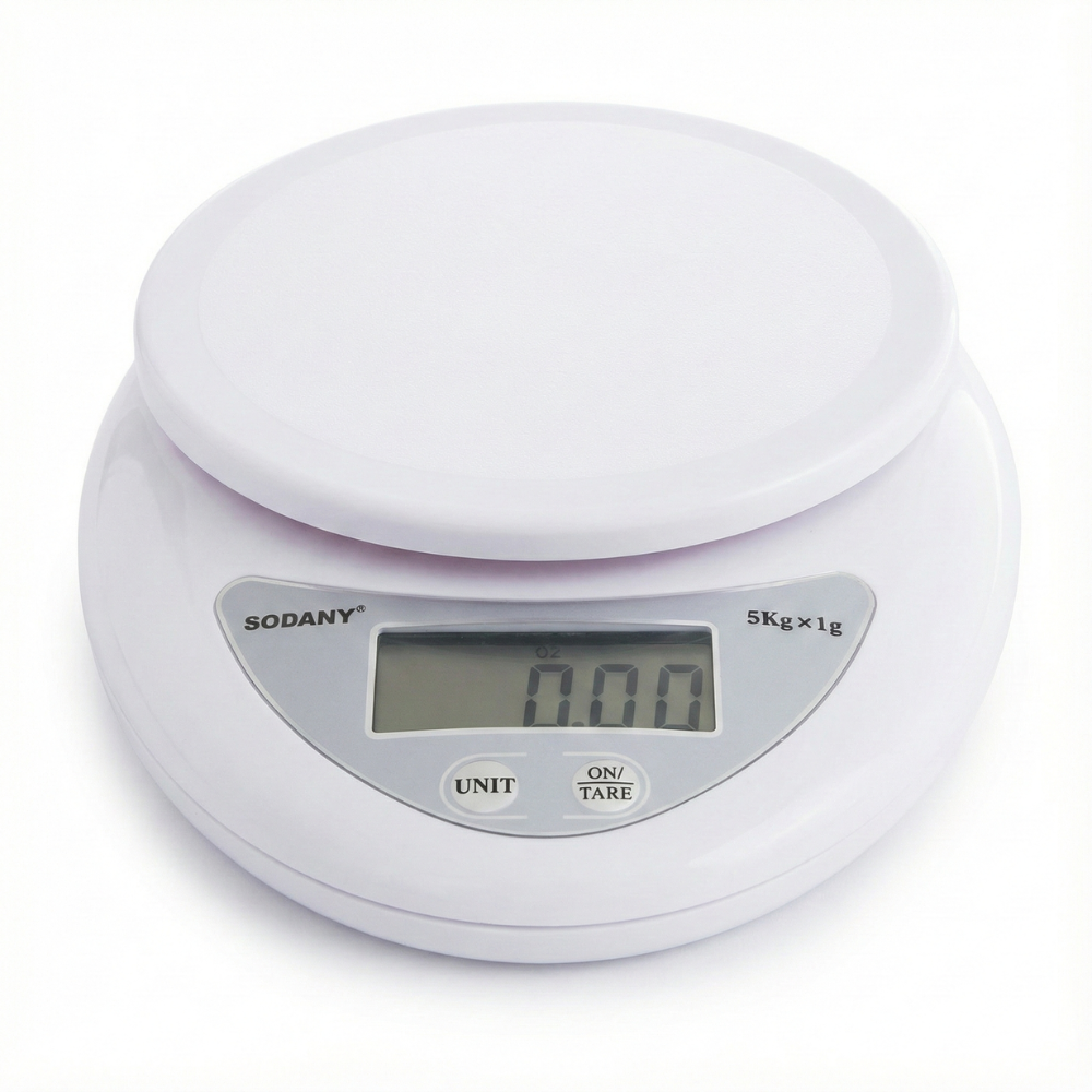 SODANY Báscula de Cocina Digital 5kg/1g, Peso Mini con Pantalla LCD, Función Tara, Balanza de Precisión para Repostería
