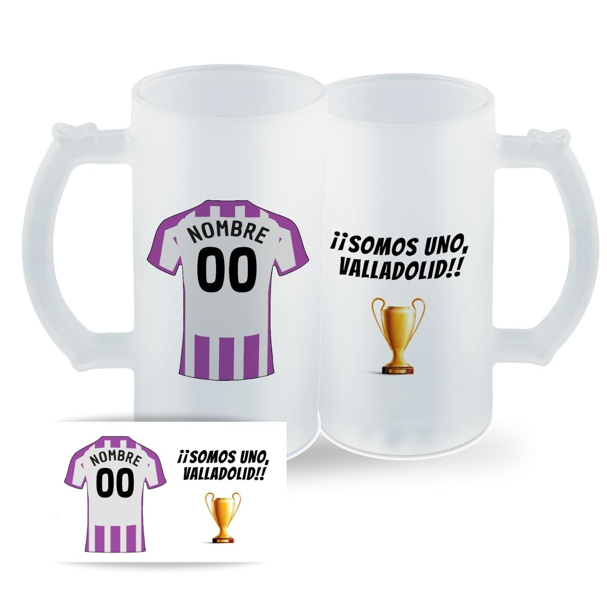 DEREGALOOS Jarra de Cerveza de Fútbol Personalizada del F.C. Valladolid para forofos y aficionados.