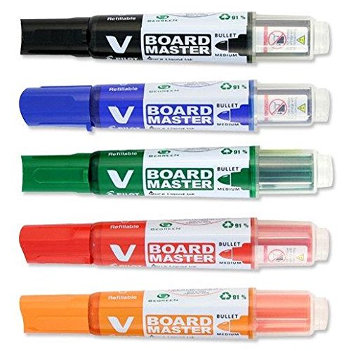 Pilot Begreen V Board Master - Juego de 3 packs de 5 rotuladores para pizarra blanca (punta ojival)