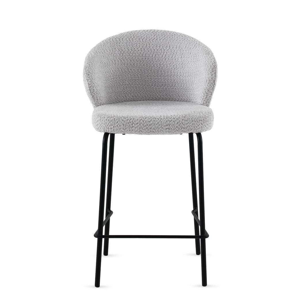 Set de 2 taburetes tapizados en chenilla gris claro con patas metálicas color negro, 52x50x93 cm Fijalo