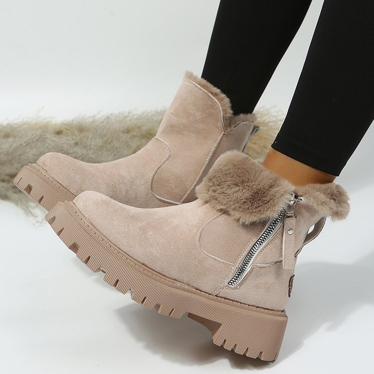 Botas de Nieve para Mujer, Moda de Invierno, nuevo modelo, De Tubo Medio, más terciopelo, Zapatos de Algodón gruesos y cálidos, BOTAS de Piel de Invierno para Mujer.