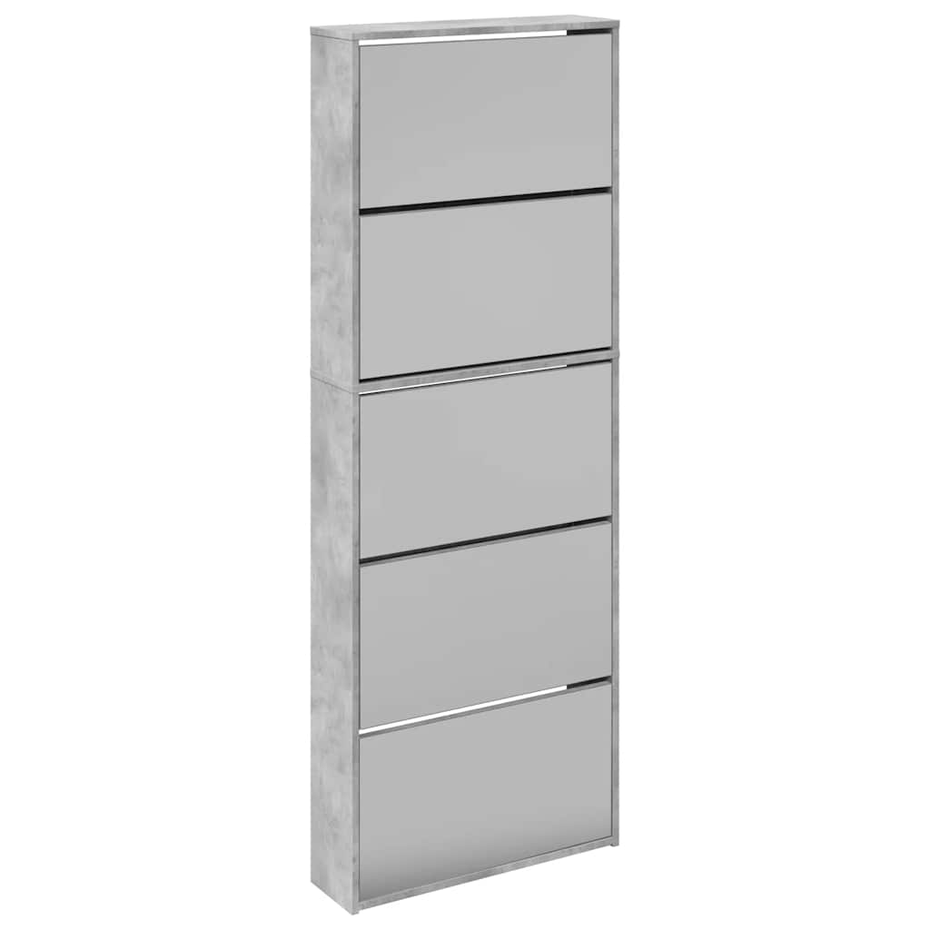 vidaXL Mueble Zapatero 5 Cajones con Espejo Organizador 63x17x169,5cm Color Blanco, Roble, Negro