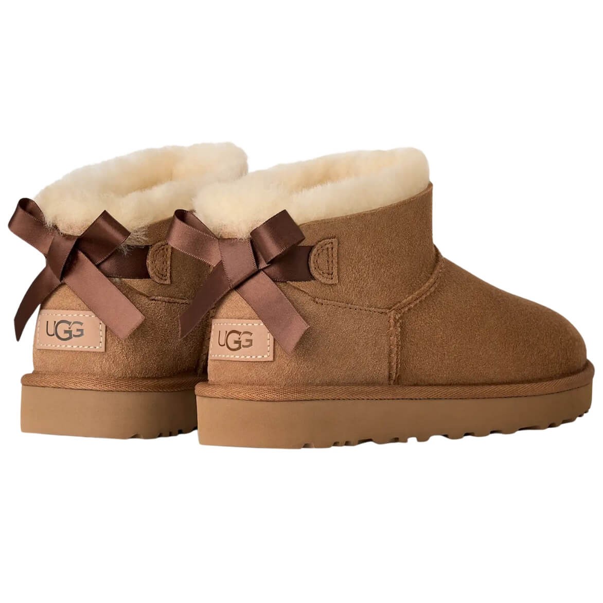 Botas De Piel Ultra Mini Bailey Bow Chestnut Con Lazada De Ugg