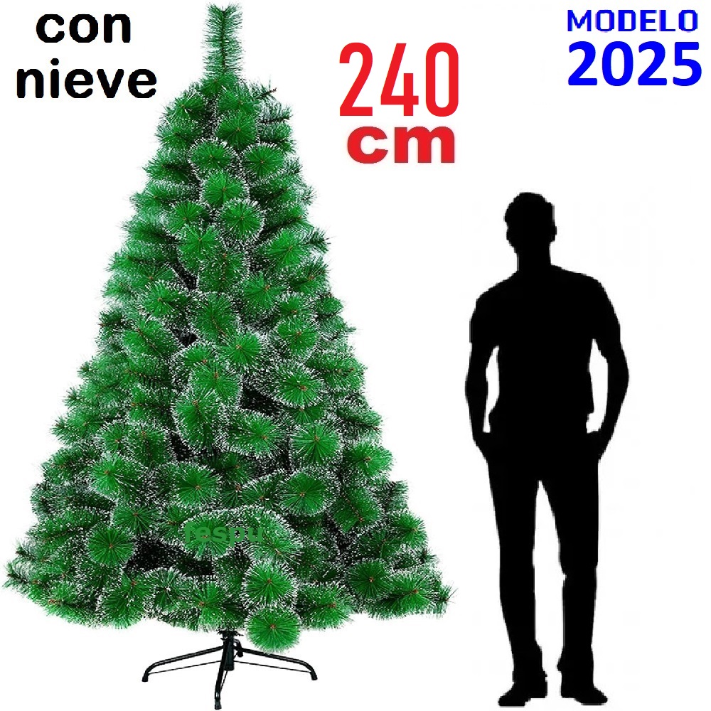 Arbol de Navidad Pino con Nieve,ARBOL Artificial NEVADA Alta Calidad,COLOR VERDE,BASE SOPORTE METALICO,GERIMPORT,FESPU