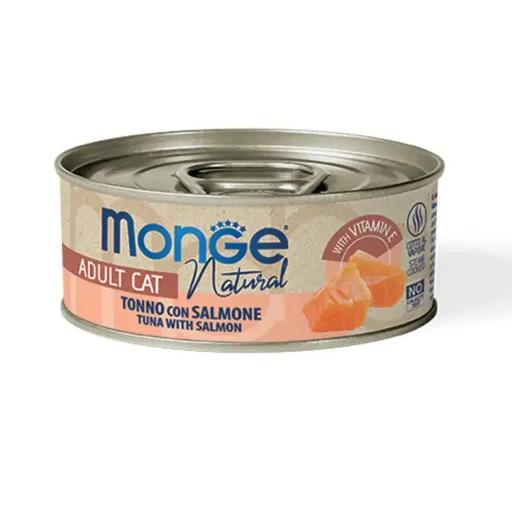 Monge Comida Húmeda Natural Caldo Atún Y Salmón para Gatos - 80 GR