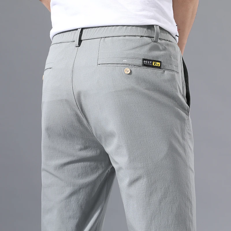 TK Pantalones Casuales Para Hombre Primavera Verano Mallas Elásticas Clásicos De Negocios Para Golf Moda Coreana Ropa Masculina