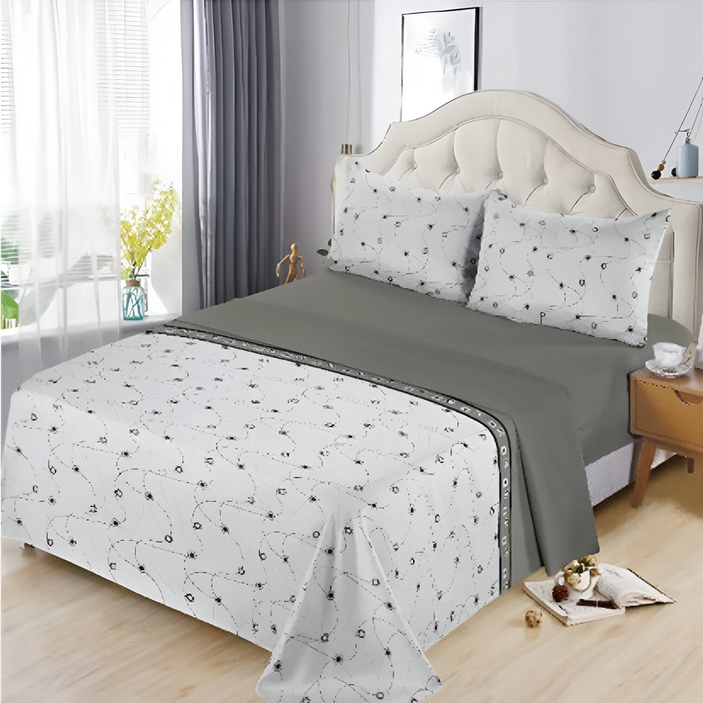 PLUSHOME Juego de Sábanas de Microfibra de Poliéster Suave Hasta 5 Piezas Tapa, Sábana Bajera y Fundas de Almohada Cama 90 160x260, 135 210x260, 150 230x260 Cm 180 250x270 Cm - Suavidad Duradera - Fácil Cuidado - Resistencia a las Manchas