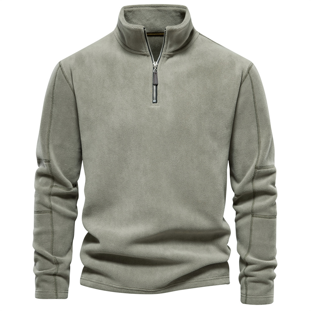 TK Nuevo estilo de otoño e invierno para hombre, sudadera de manga larga con media cremallera y cuello alto, cuello alto, top de forro polar para hombre moderno y versátil