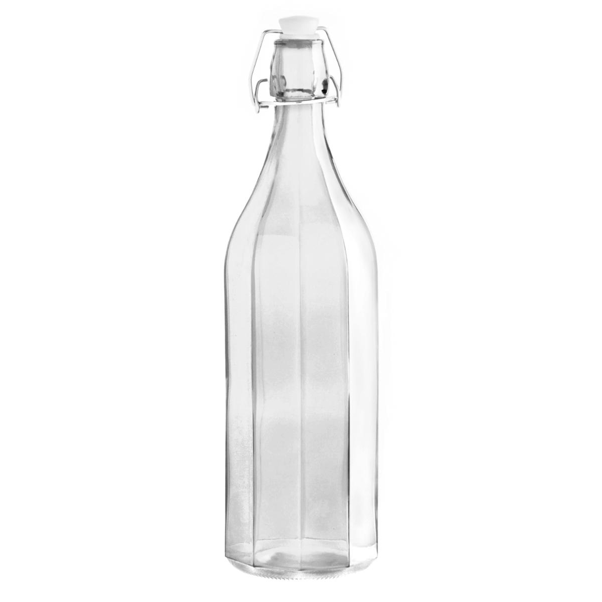 QUID GRANITY Botella Mesa Vidrio Con Tapón 1L Transparente Con relieve Fácil de limpiar Reciclable