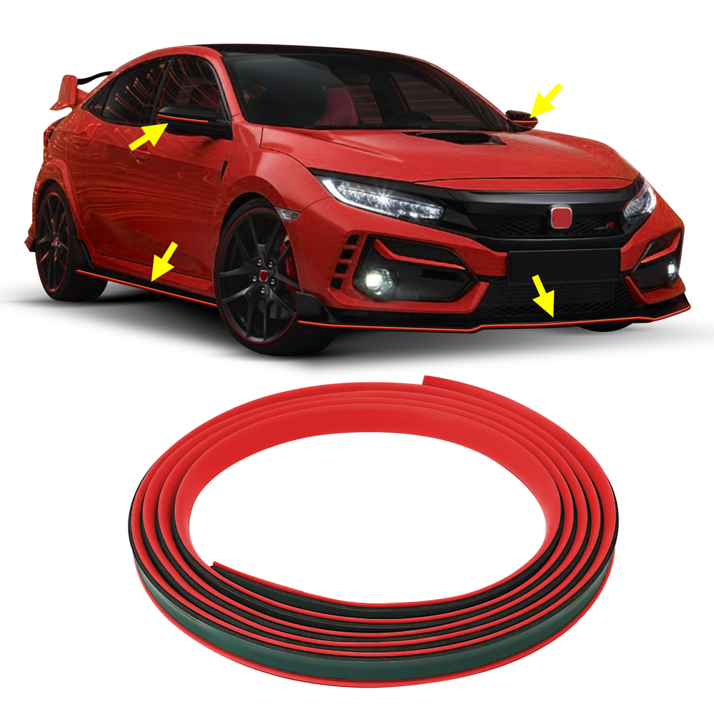 C Profile Etiquetado engomada del coche, Universal, Rojo, 11 mm x 3 Mt