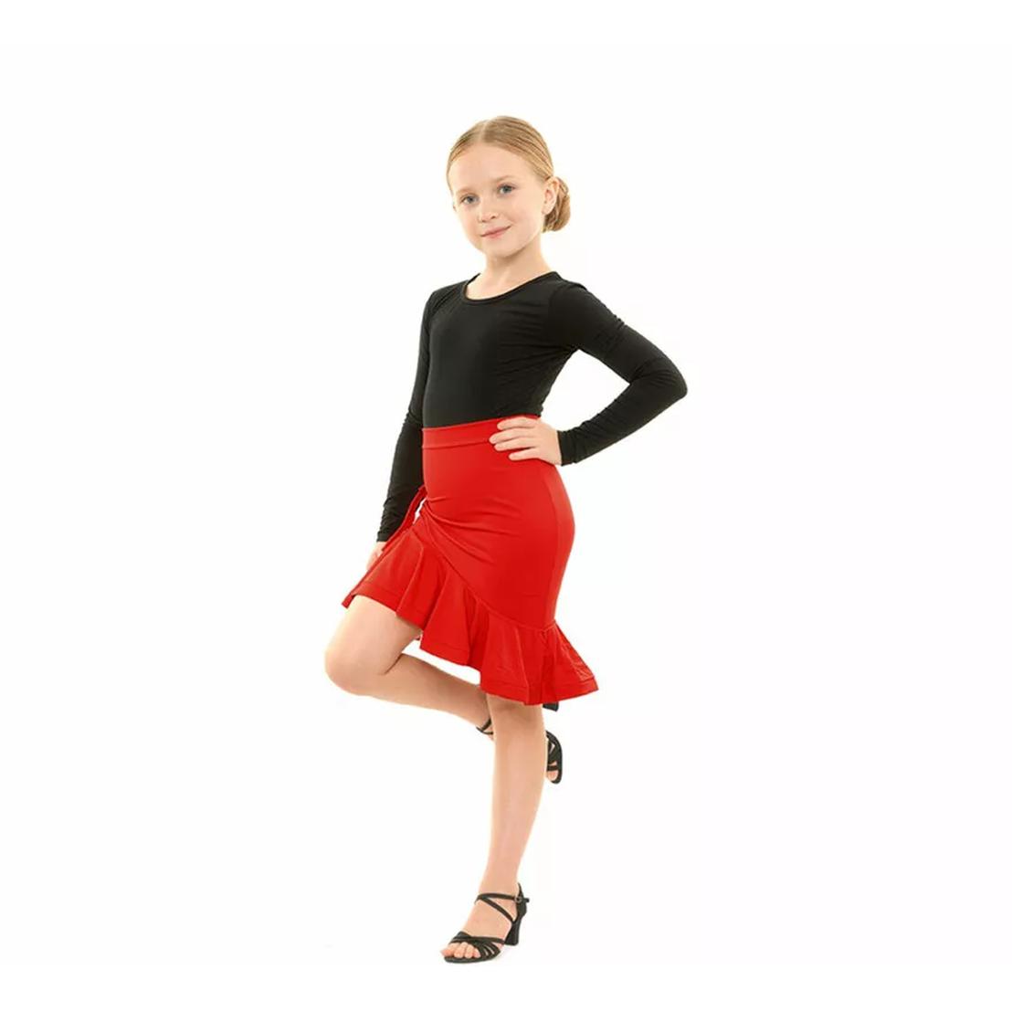 Partilandia Falda Baile Asimétrica roja para niña