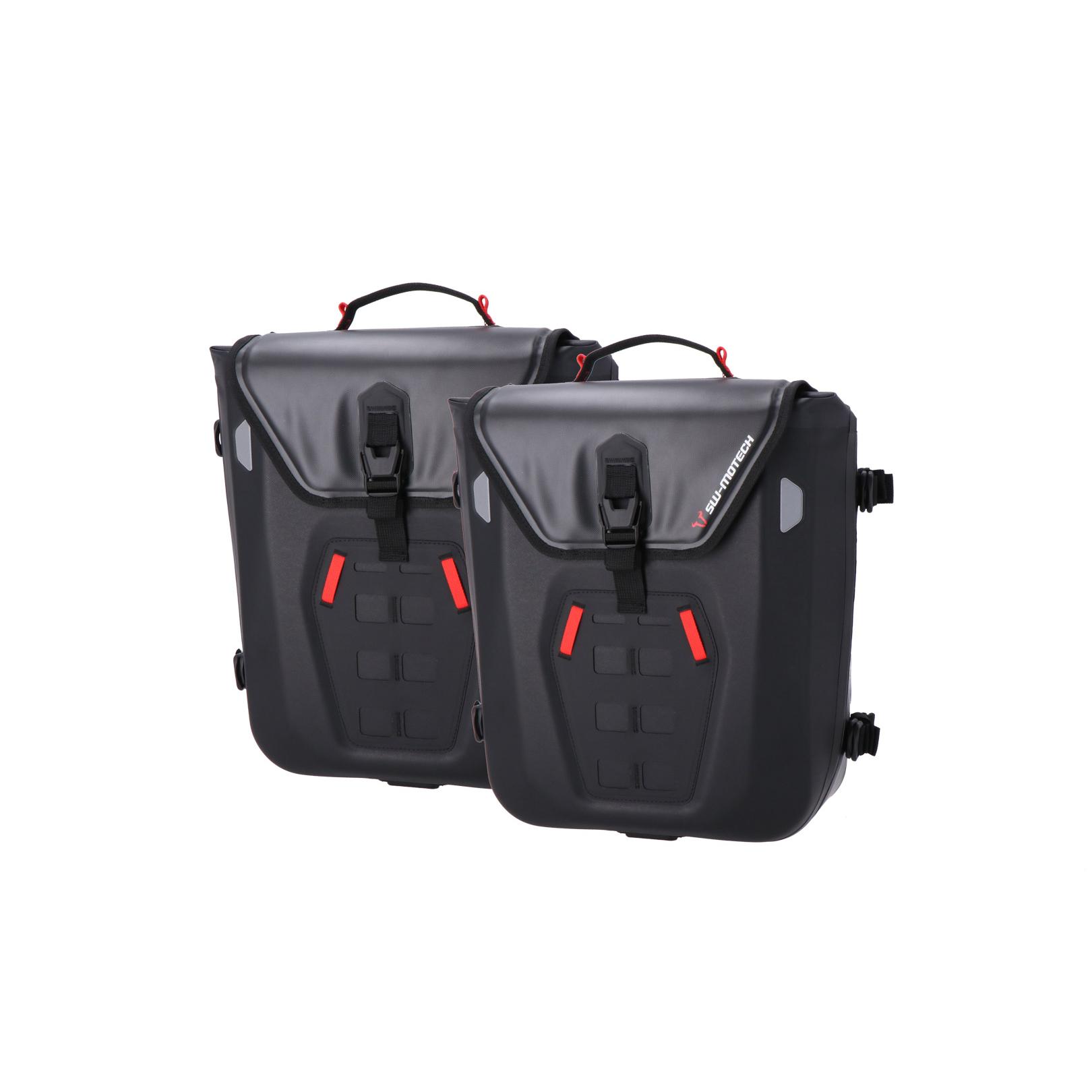 SysBag WP M/M Side Bags with SLC Supports for CB1100EX, waterproof and durable design, includes adapter plates, made of steel, black color, perfect for motorcycle travel.