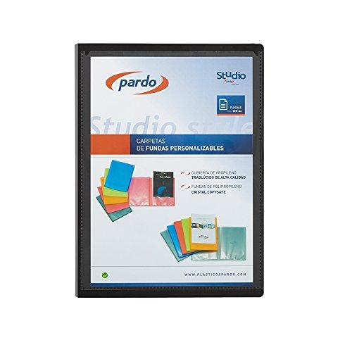 Pardo Studio Style - Carpeta 20 fundas tapas polipropileno personalizables, color negro