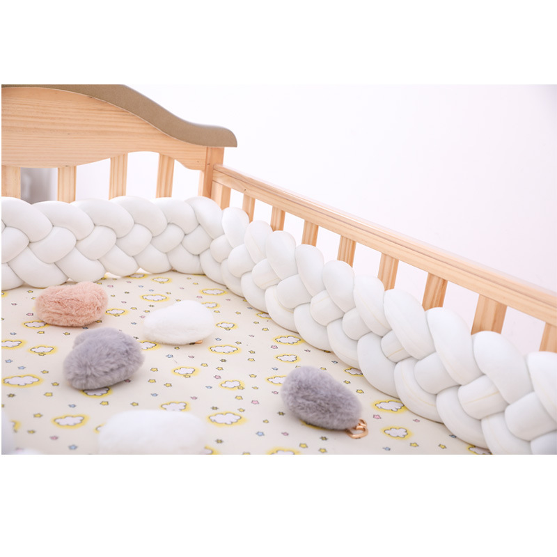 CA Protector de cuna para bebé, tejido a mano danés con trenza de cuatro hilos, anticolisión.