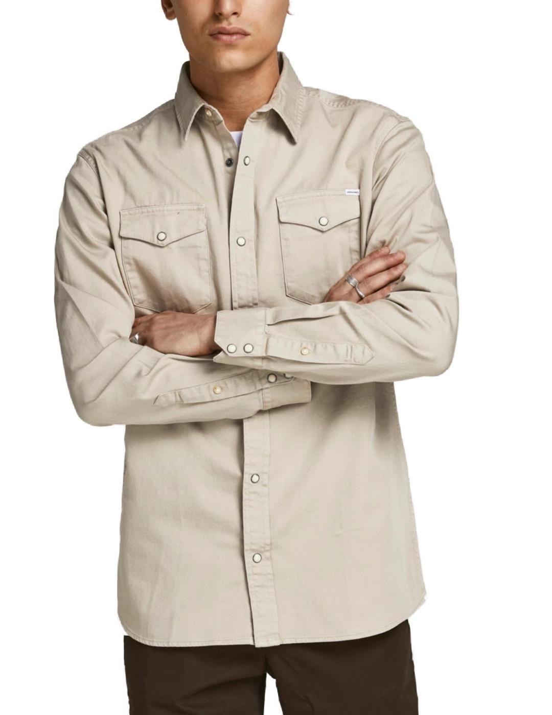 Jack & Jones Camisa Jack&Jones Sheridan Beige de Hombre - Estilo Vaquero