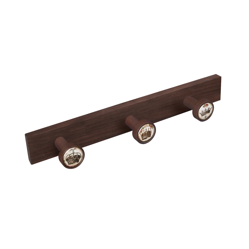 PERCHA Pared Pomos nogal Viejo CROWN Vintage Retro 385x50MM