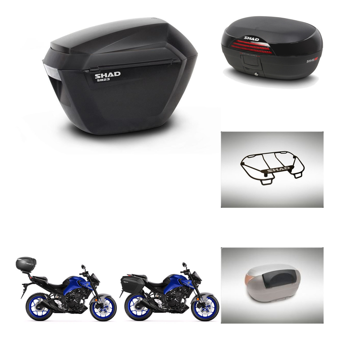 Baul Trasero + Maletas Laterales + Accesorios + Herraje 3P + Herraje Montaje Sh23 Sh46 Sh 46 New Model KIT-267851