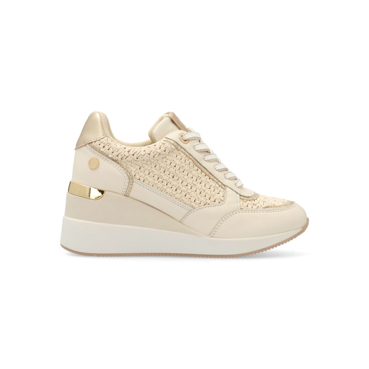 XTI - Zapatillas deportivas casual con cuña de 6 cm para mujer, fabricadas en piel sintética vegana con suela antideslizante y plantilla acolchada extraíble
