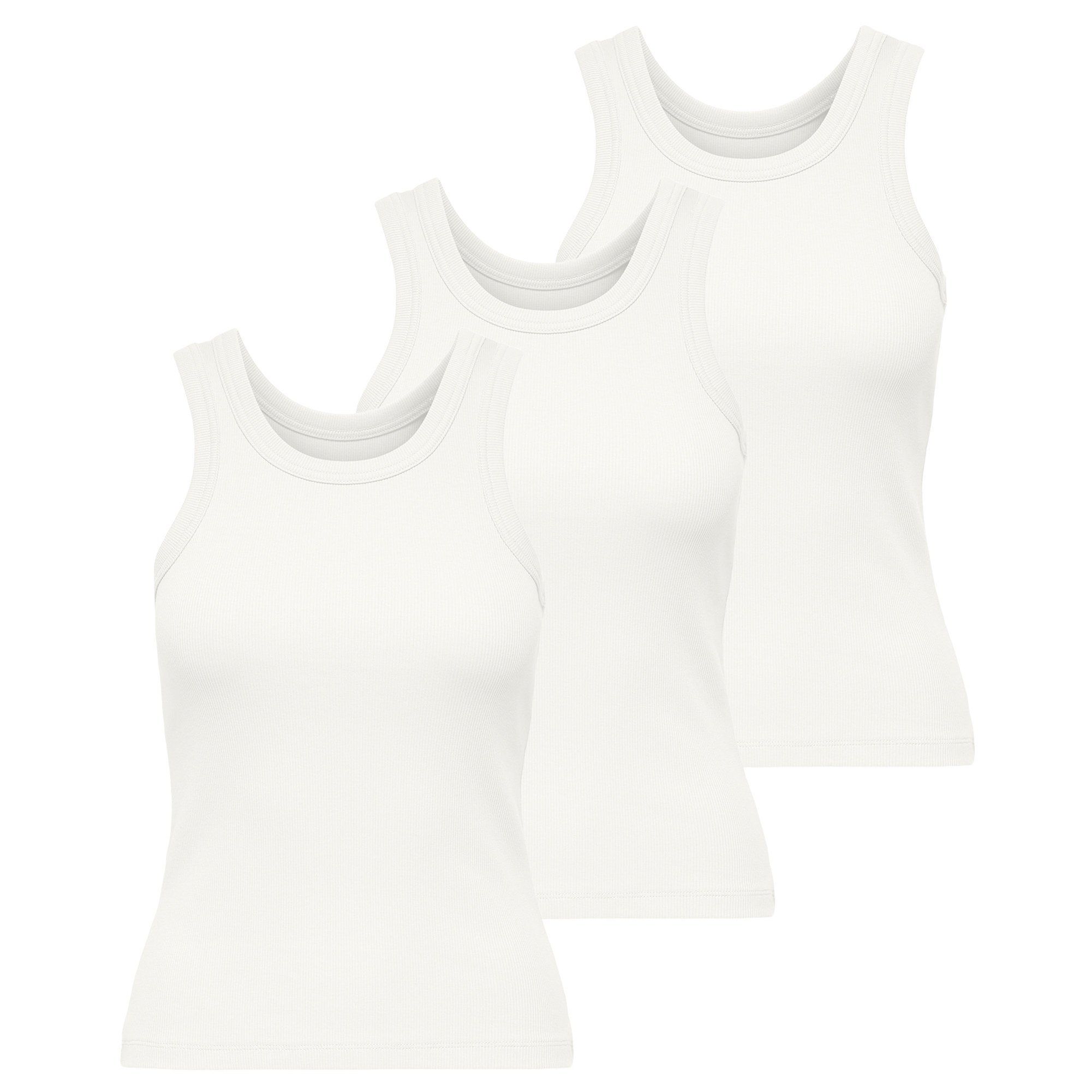 ONLY Camiseta sin mangas para mujer Paquete de 3 - ONLVAL LIFE TANKTOP, algodón, cuello redondo, corte ajustado ONLVAL LIFE TANKTOP 3P