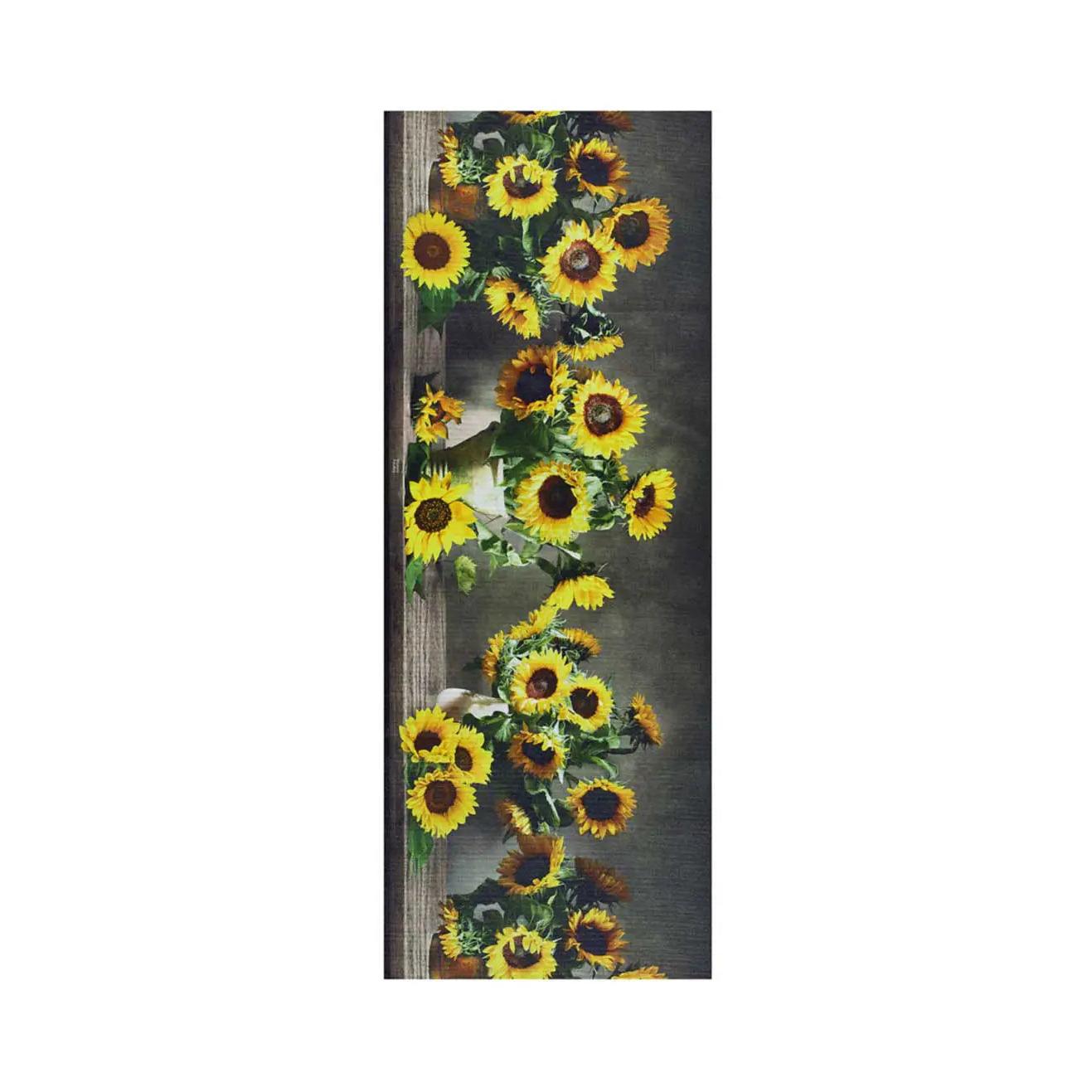 Alfombra vinílica de cocina diseño de flores en amarillo - RICCI SUNFLOWERS | 52x100, 52x200 cm