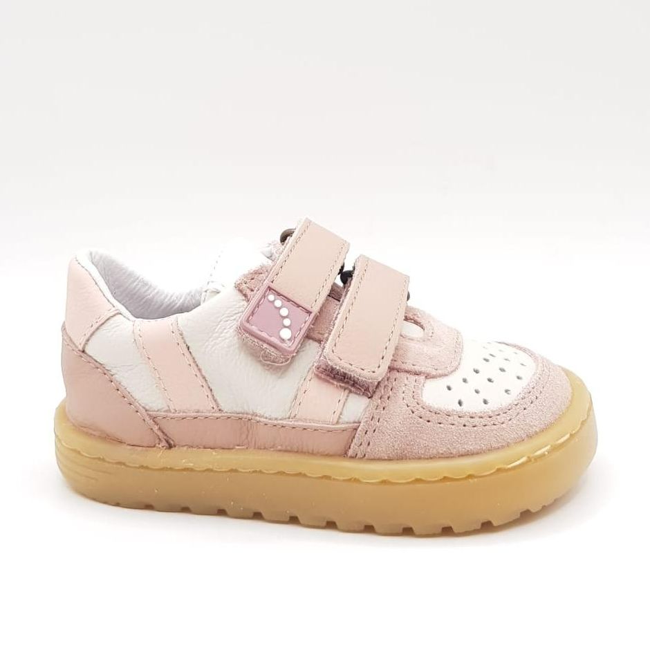 Zapatillas Caicos Rosa Blanditos By Crio´s Barefoot de Piel para Primeros Pasos y Cierre Doble Velcro