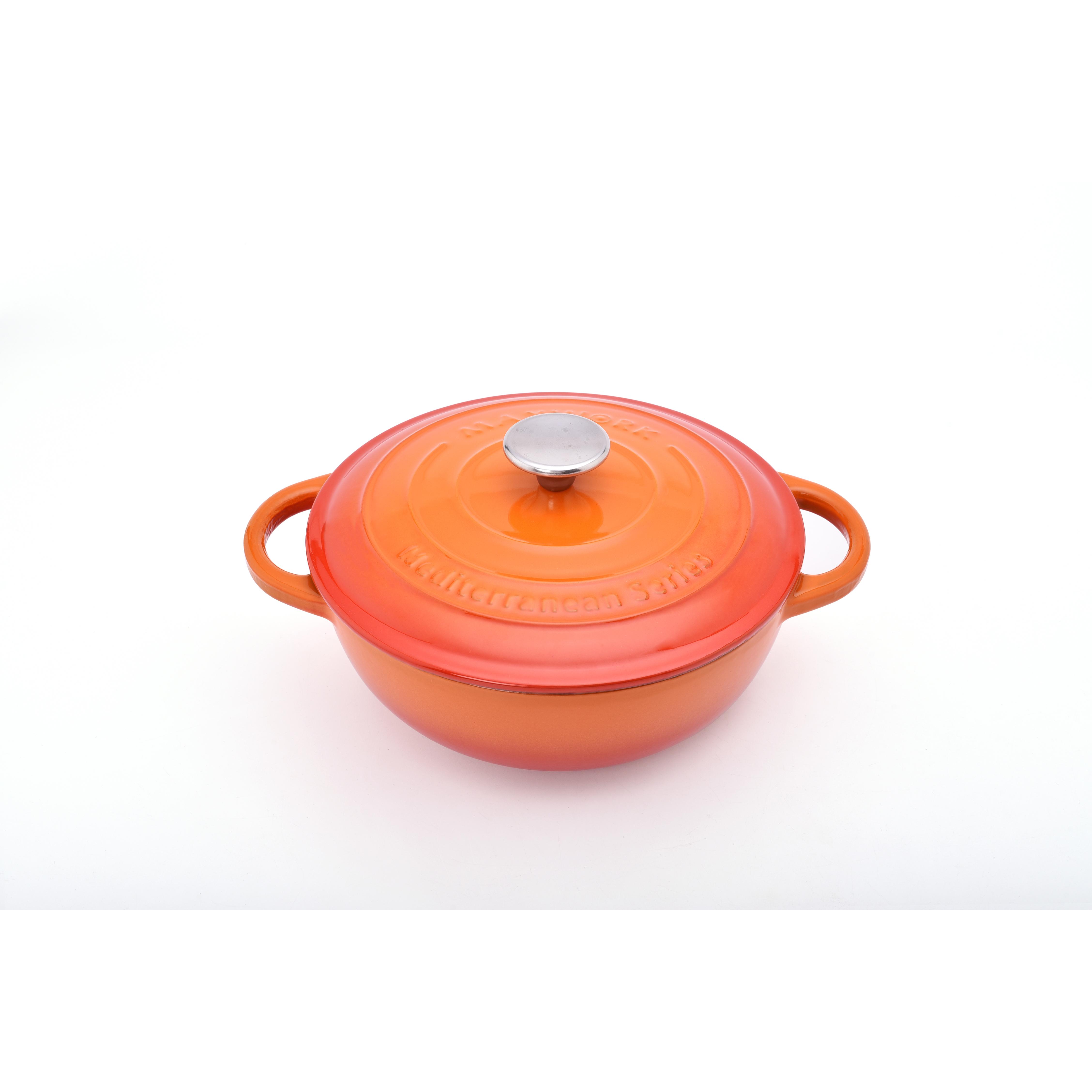 MAXWORK Cocotte Olla Esmaltada de Hierro Fundido Φ24 Roja