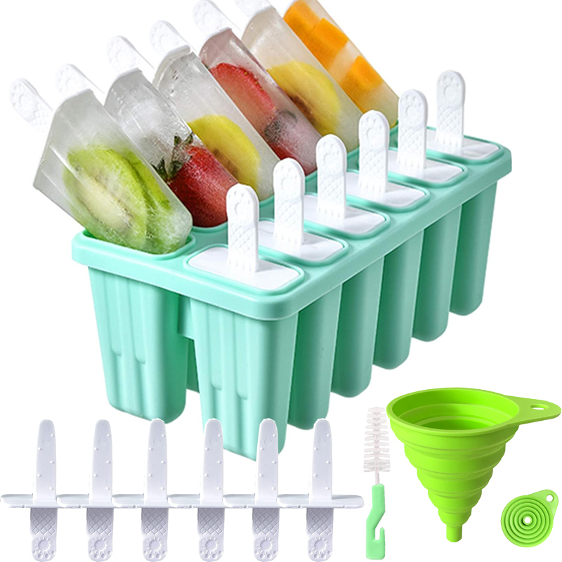 TK Molde De Helado De Silicona Con 12-6 Cavidades Lanzador De Palitos Reutilizables Y Cepillo De Limpieza Fácil De Lanzamiento BPA FREE
