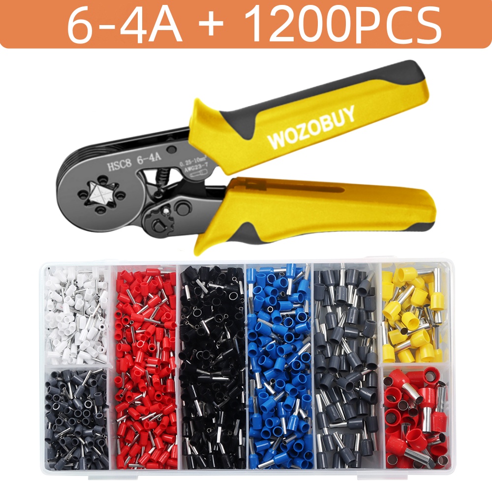 TK Kit De Herramientas De Crimpado WOZOBUY Con Pinzas De Crimpado HSC8 6-6A/6-4A Y Terminales Tubulares 0.25-10 Mm² Para Electrónica