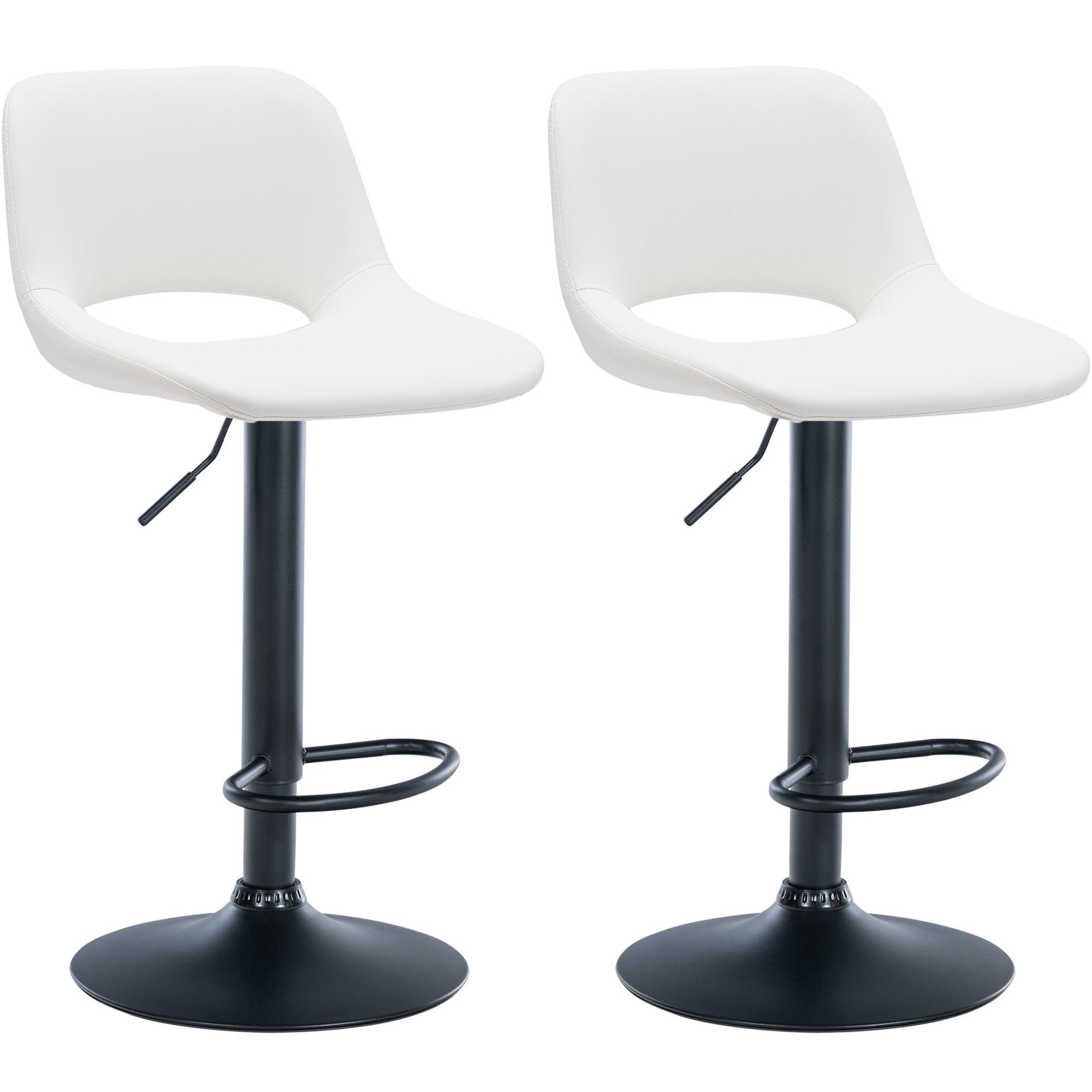 Set de 2 Taburetes de bar Camden En Polipiel Blanco,Metal negro mate