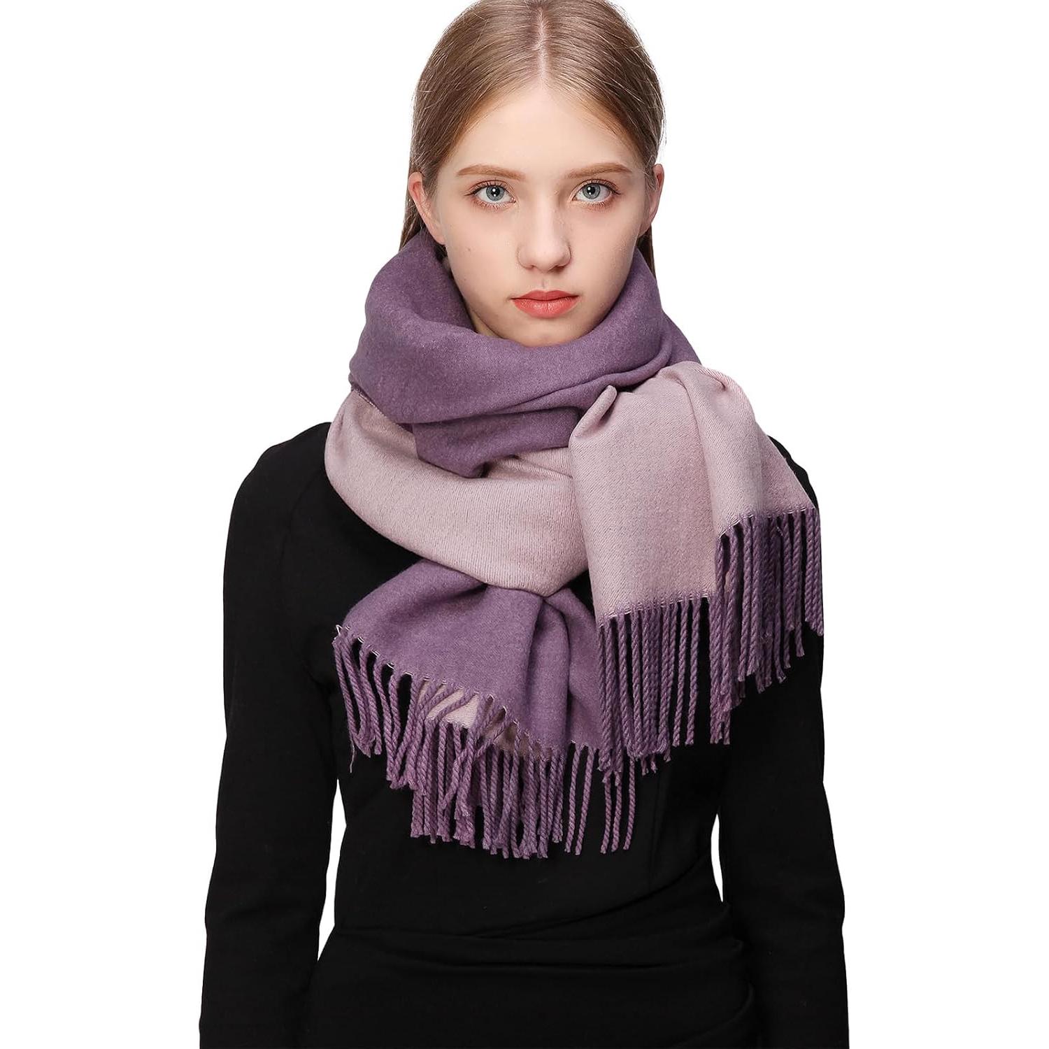 TK Cachemira Invierno Reversible Bufanda Pashmina Chal Mantón para Mujeres Más Grueso Cálida Grande Larga