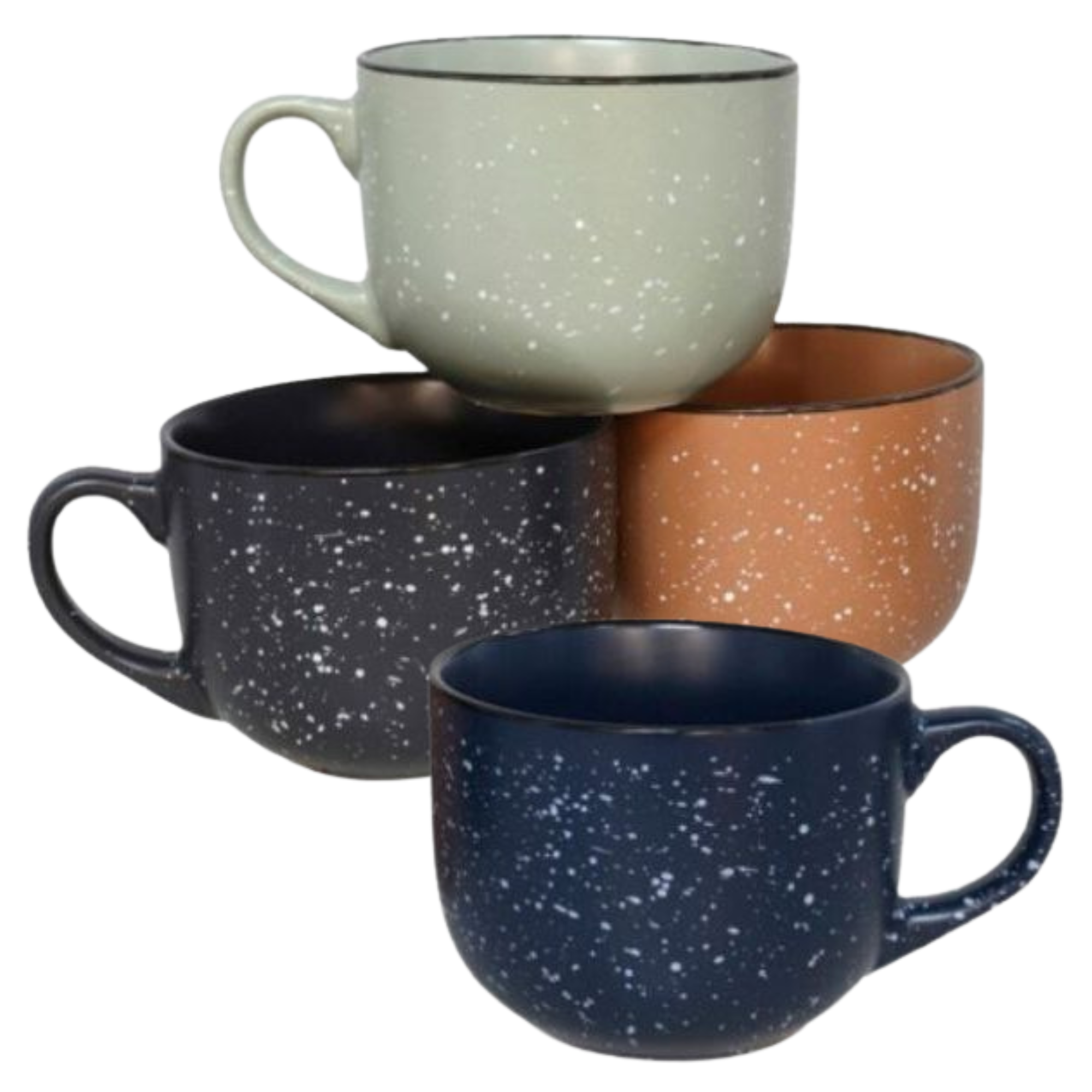 Set de 4 Tazones de Cerámica 500 ml - Diseño Moderno con Acabado en Colores Elegantes - para Café, Desayuno, Té, Sopas o Cereales - Resistentes y Apto para Microondas y Lavavajillas - No Pierden Color