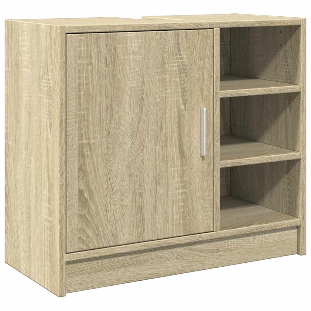 vidaXL Armario para lavabo madera de ingeniería 63x29x55 cm en color Blanco/Gris sonoma/Roble ahumado y más | almacenamiento funcional diseño moderno para baño dormitorio sala