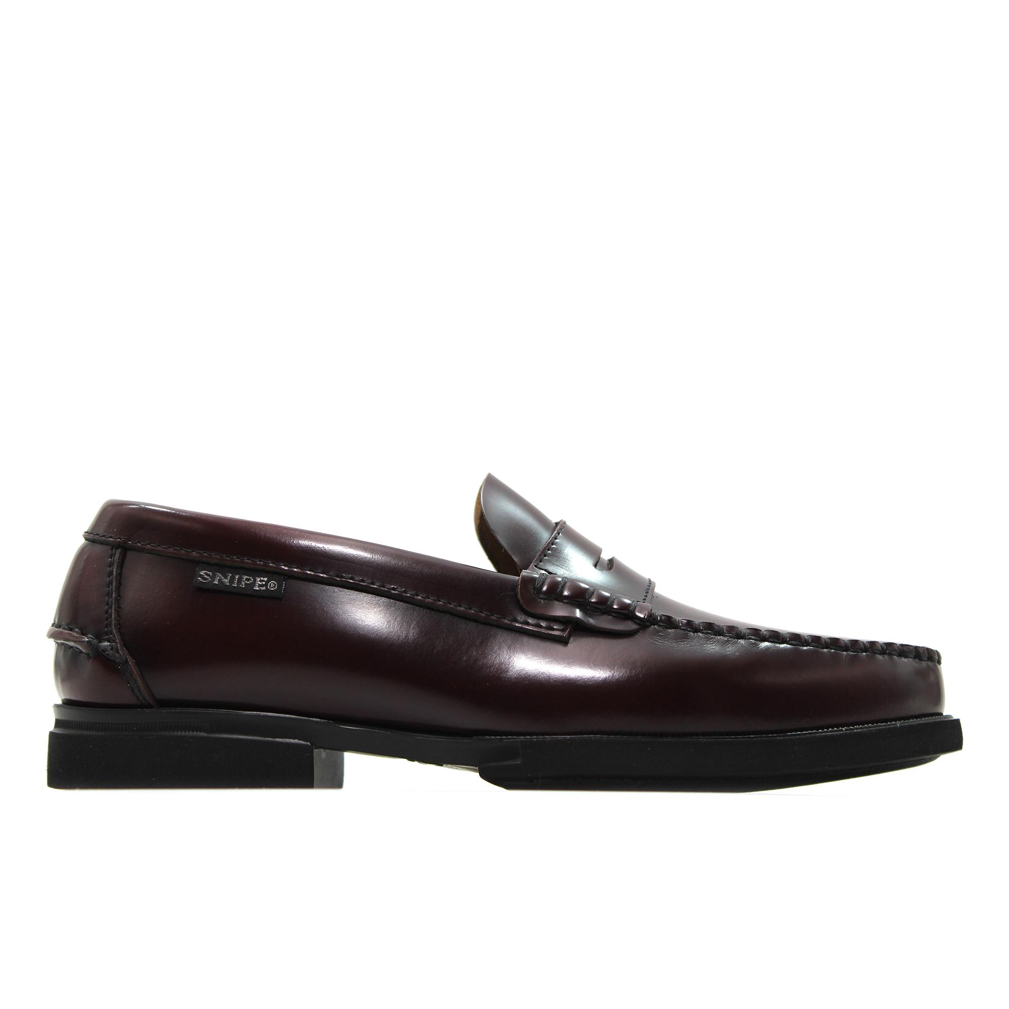 Snipe 11023 Zapato mocasín castellano de piel, con antifaz y suela de goma, tacón bajo,burdeos, para caballero