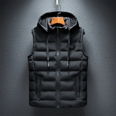 TK Chaqueta Sin Mangas Para Hombre Con Capucha Cabello Casual De Algodón Acolchado Tamaño Extra Grande Hasta 6XL Cierre De Cremallera