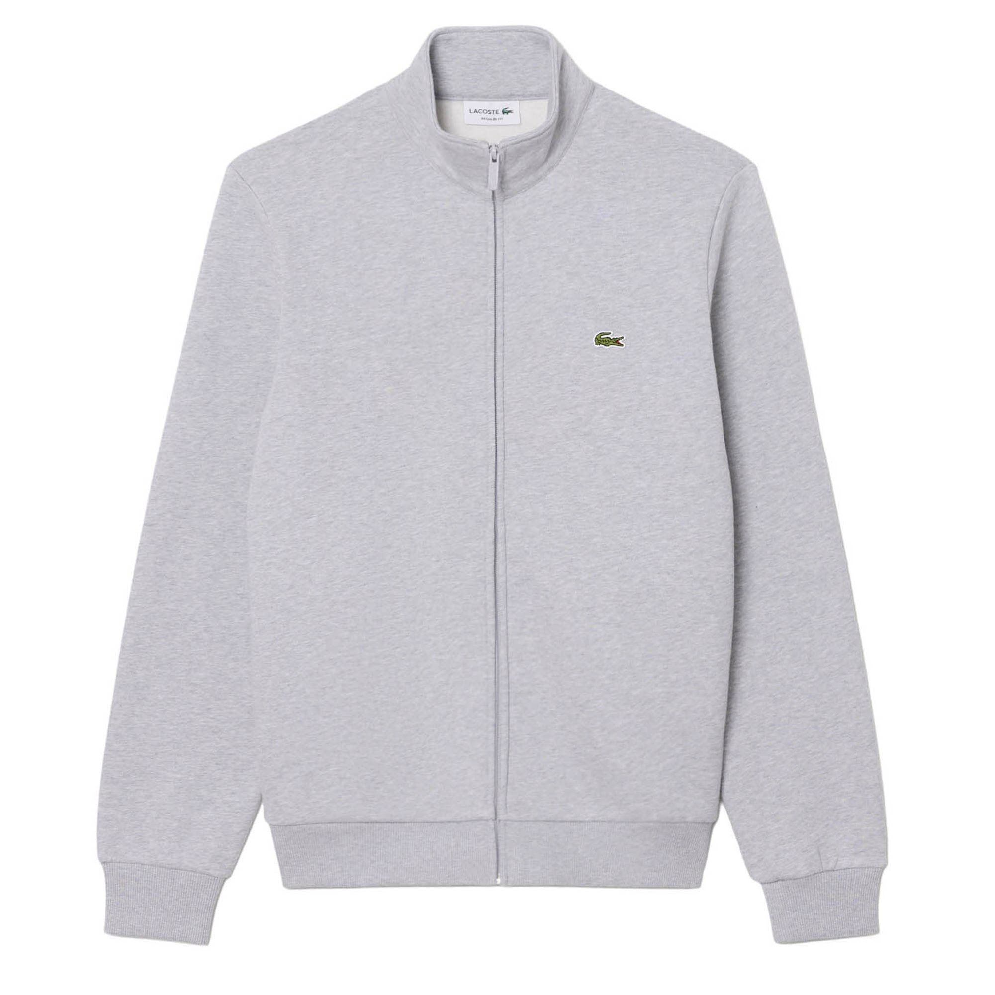 LACOSTE Chaqueta de sudadera para hombre con cuello alto - Sudadera de felpa con cremallera, corte regular Zipped Fleece Sweathsirt