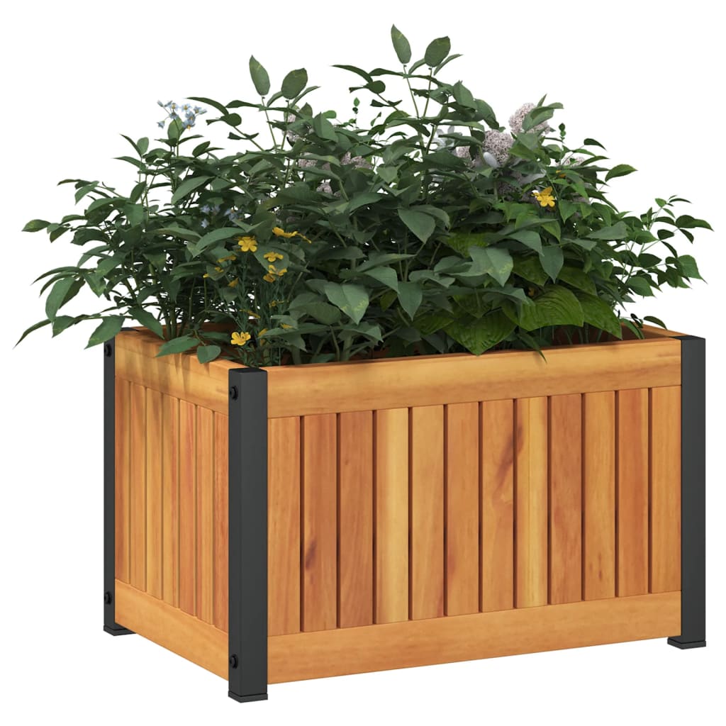vidaXL Jardinera de madera maciza de acacia y acero Dimensiones 45 x 45 x 44 cm, 85 x 45 x 44 cm, 110 x 45 x 44 cm y mas
