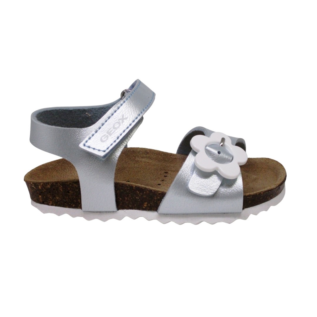 Geox B552RD-AQUA Chalky. Sandalia bío para niñas en material metalizado