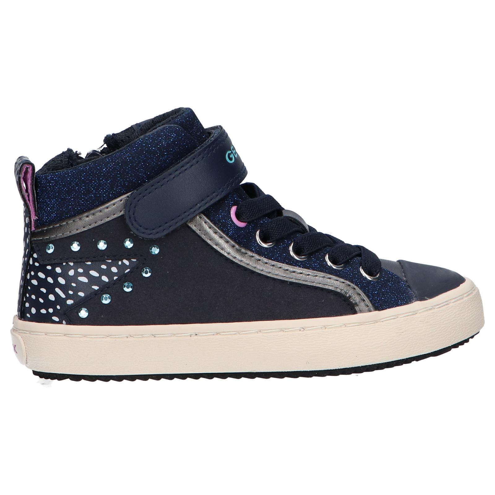 GEOX J944GM KALISPERA C4002 Navy Girls Ankle Boots with cushioned insole and anti-slip sole, flexible imitation leather design for autumn/winter, perfect comfortable shoes for active girls.