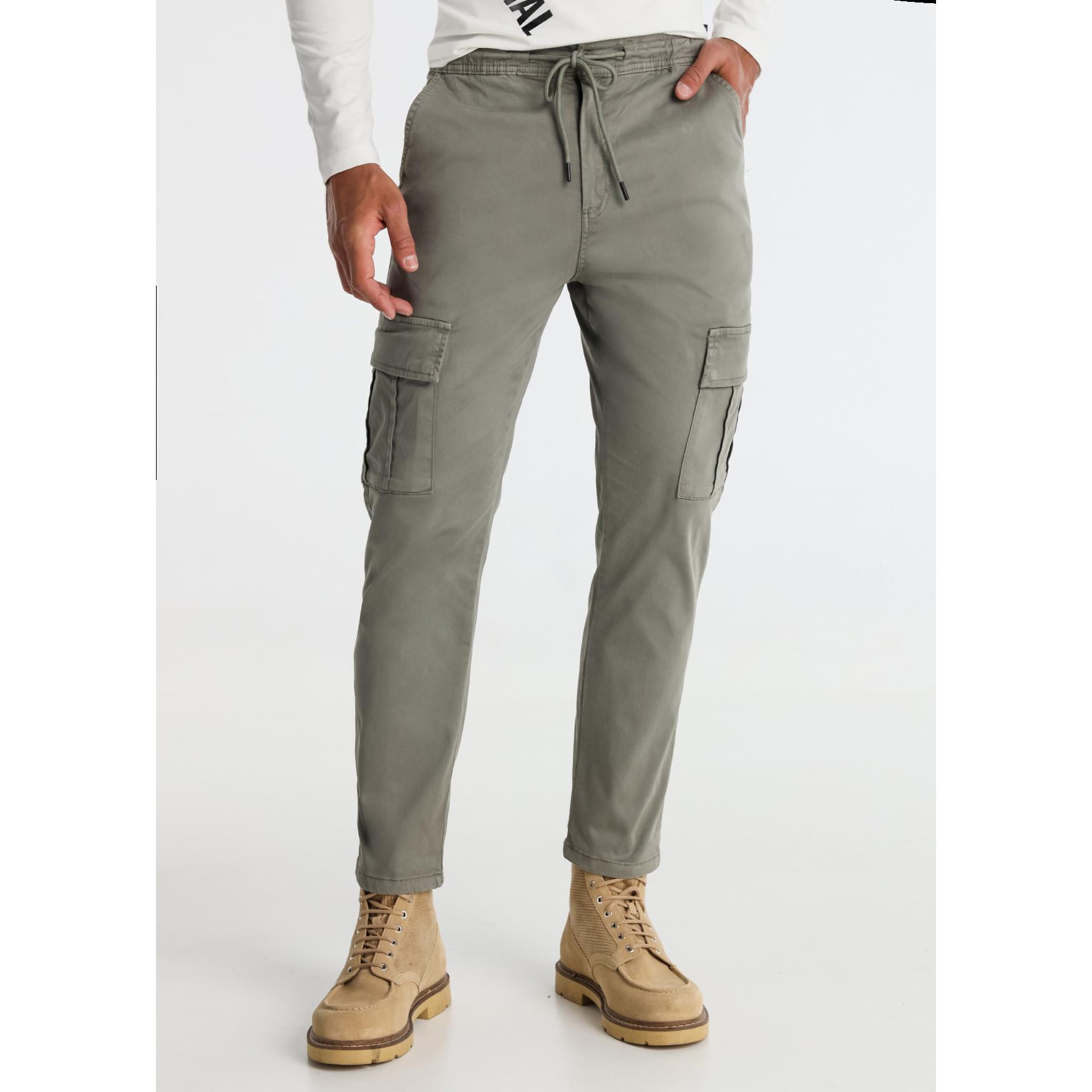 SIX VALVES - Pantalon cargo saten con cintura elastica - Tiro Largo- Tallaje en Pulgadas- Tallaje en Pulgadas
