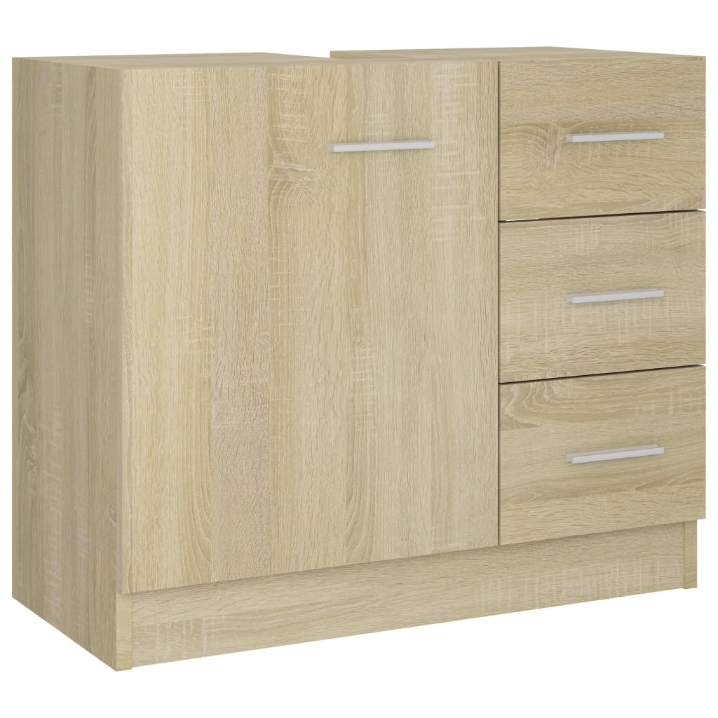 vidaXL Armario para lavabo contrachapada 63x30x54 cm en color Gris hormigón/Madera antigua/Blanco y más | almacenamiento funcional diseño moderno para baño dormitorio sala