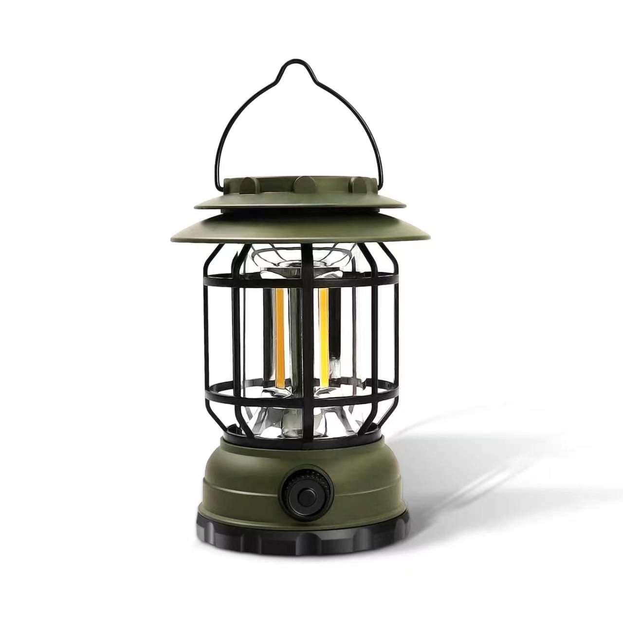 ExtraHouse - Linterna de Camping LED Solar Vintage ExtraHouse - Lámpara Portátil Regulable 3000K con Función Power Bank para Exterior y Emergencias