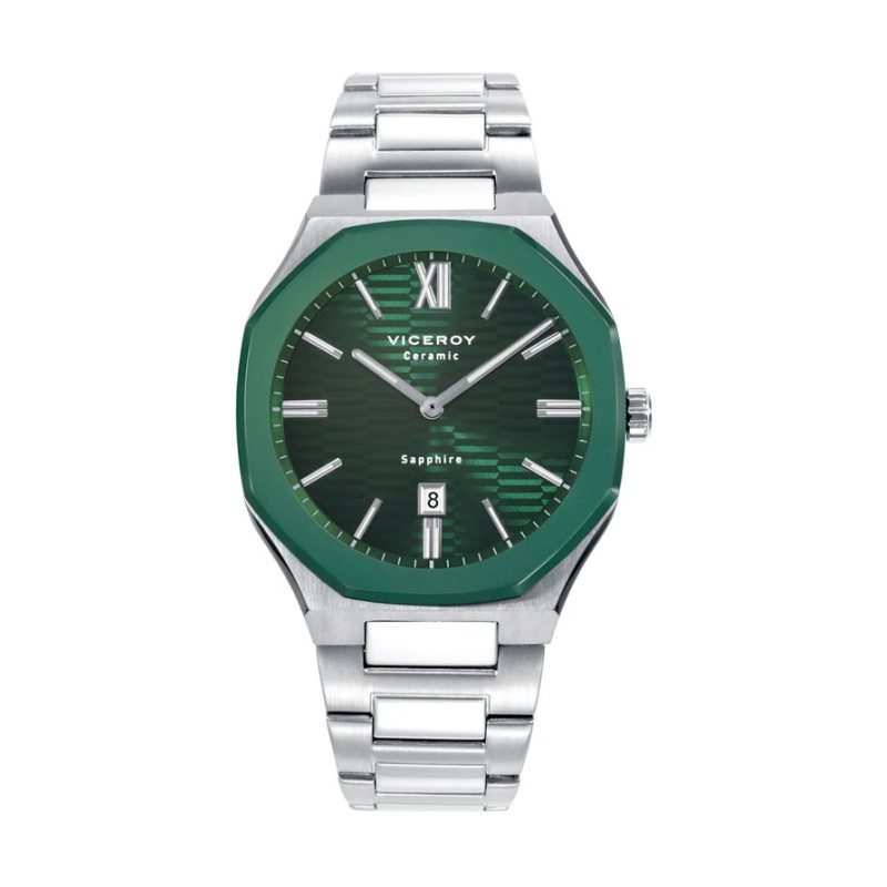 Reloj Viceroy Hombre colección Laura Escanes caja de acero con bisel de cerámica Ip verde con cristal zafiro 45011-63