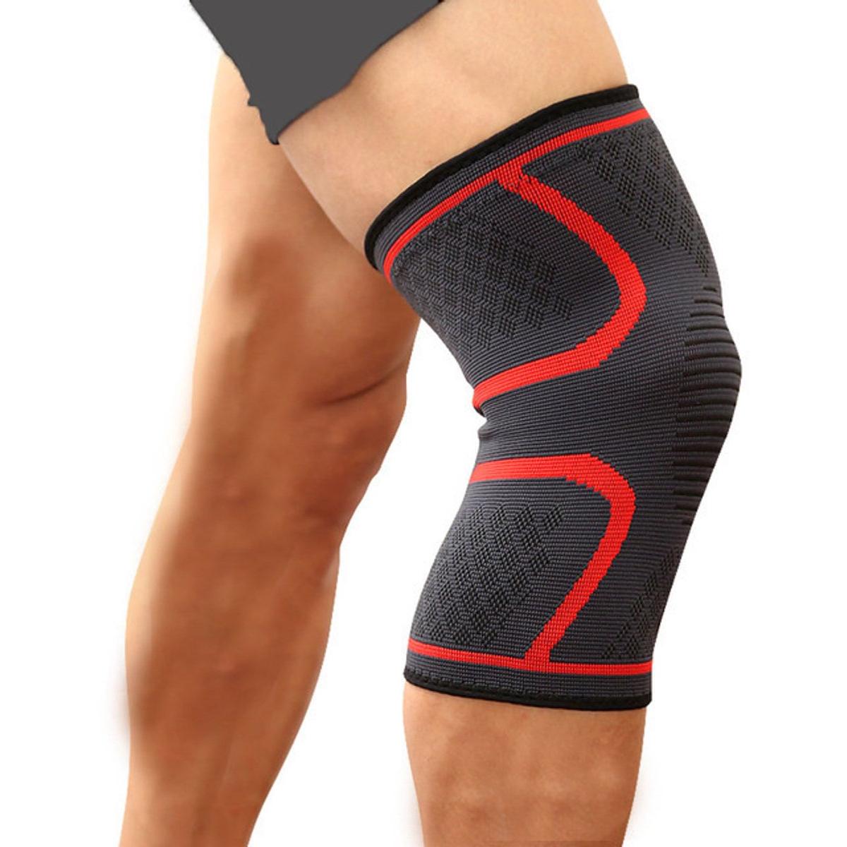 Compressiemouw voor knieondersteuning, geschikt voor hardlopen, basketbal, voetbal en andere sporten. Antislip, ademende, dunne, gekleurde nylon kniebeschermers voor hardlopen, fitness en fietsen (1 stuk per verpakking), Rood,XXL
