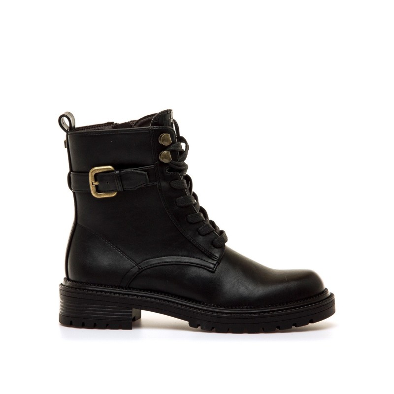 Botas Militares mujer MUSTANG 56261 C58377 MILITAR CORREA HEBILLA CUELLO NEGRO 40250 26I