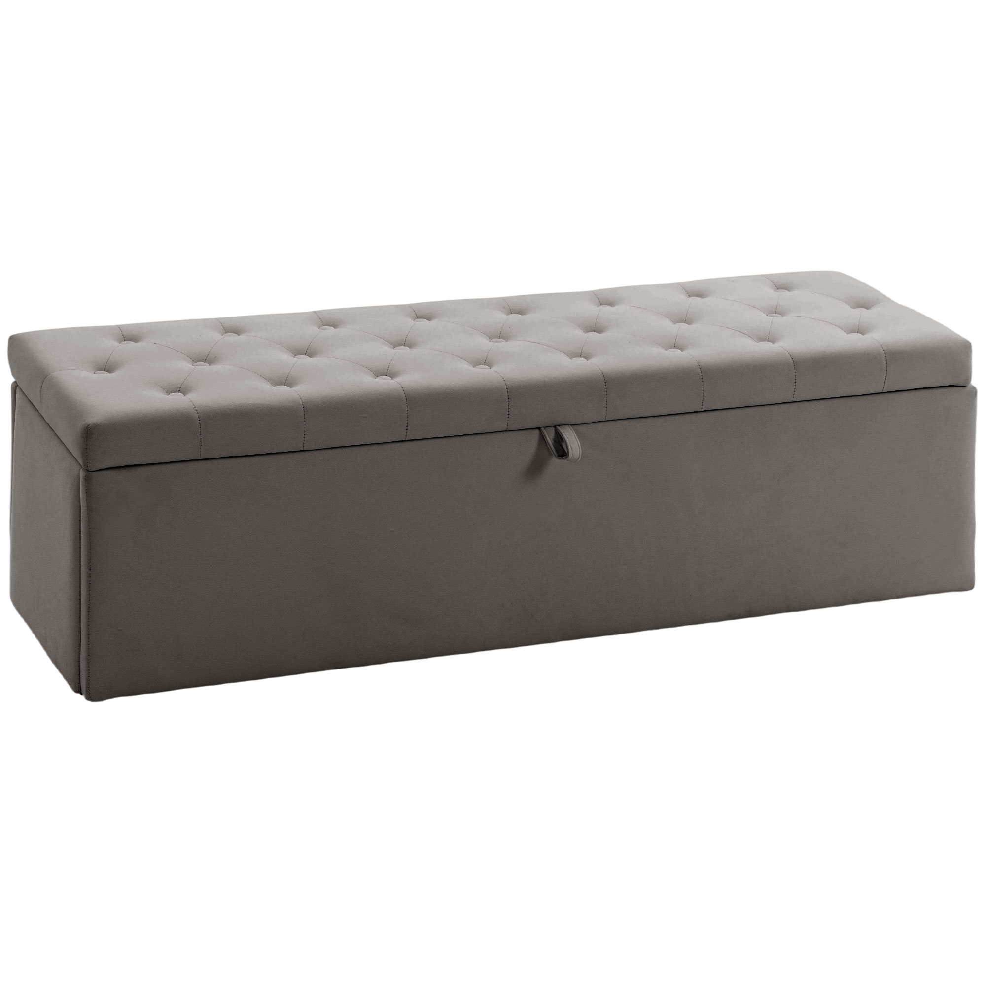 HOMCOM Puff Almacenaje, Banco Almacenaje, 141L, 137x41x42 cm, Tapizado en Terciopelo, Baúl de Almacenamiento, Carga 240 kg, Taburete para Sala de Estar, Dormitorio, Entrada, Gris