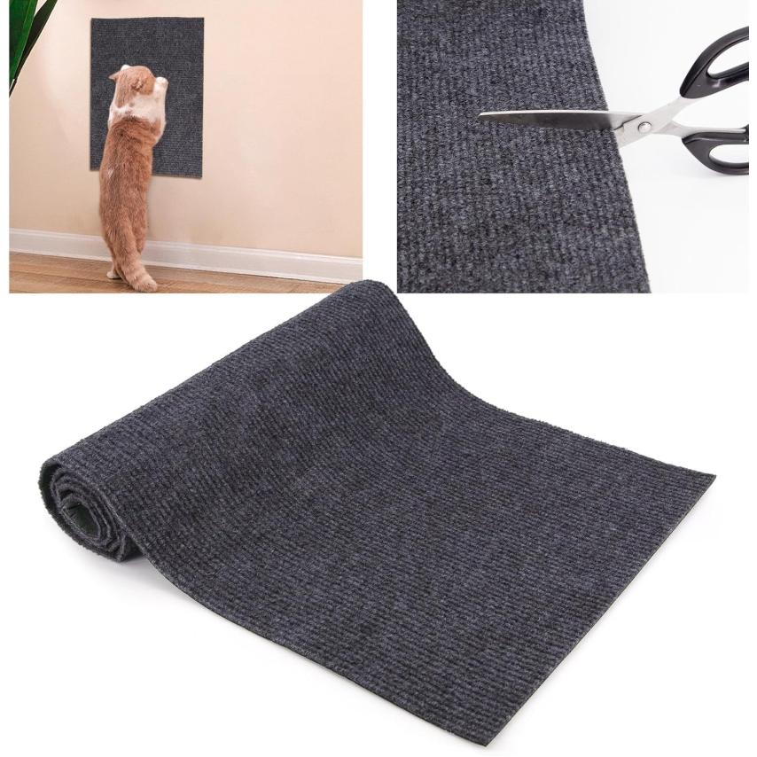 Pack de 2 Alfombrillas Rascadoras Autoadhesivas para Gatos, Protector de Pared y Muebles, Recortables
